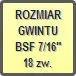 Piktogram - Rozmiar gwintu: BSF 7/16" 18zw.